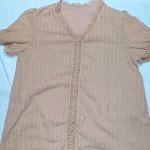 Tan Plus size sheer blouse XL